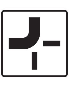 Verkehrszeichen 1002-11 Verlauf der Vorfahrtstraße an Kreuzung von oben nach links