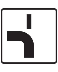 Verkehrszeichen 1002-12 Verlauf der Vorfahrtstraße an Einmündung von unten nach links mit Einmündung von oben