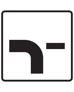 Verkehrszeichen 1002-13 Verlauf der Vorfahrtstraße an Einmündung von unten nach links mit Einmündung von rechts