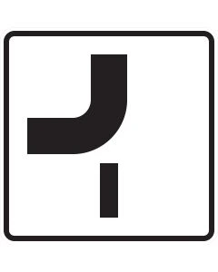 Verkehrszeichen 1002-14 Verlauf der Vorfahrtstraße an Einmündung von oben nach links mit Einmündung von unten