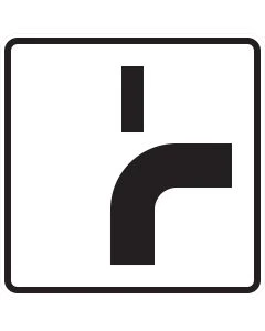 Verkehrszeichen 1002-22 Verlauf der Vorfahrtstraße an Einmündung von unten nach rechts mit Einmündung von oben