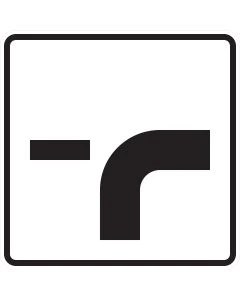 Verkehrszeichen 1002-23 Verlauf der Vorfahrtstraße an Einmündung von unten nach rechts mit Einmündung von links