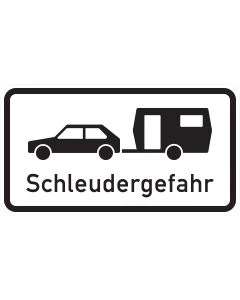 Verkehrszeichen 1006-30 Schleudergefahr für Wohnwagengespanne – Zusatzzeichen mit Pkw und Wohnanhänger Symbol nach StVO