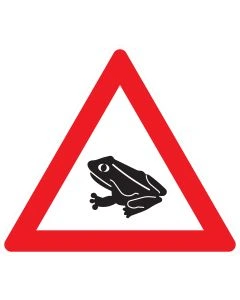 Verkehrszeichen 101-14 „Amphibienwanderung – Aufstellung rechts“ zur Warnung vor wandernden Amphibien und saisonalen Krötenwanderungen nach StVO