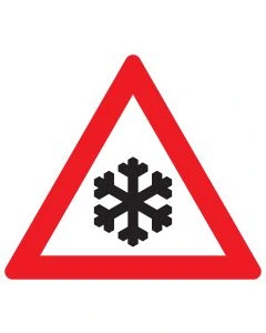Verkehrszeichen 101-51 „Schnee- oder Eisglätte“ zur Warnung vor glatten Fahrbahnen durch Schnee oder Eis nach StVO