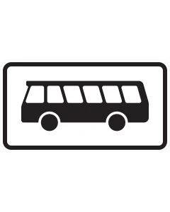 Schwarze Seitenansicht eines Kraftomnibusses auf weißem Zusatzzeichen 1010-57 ohne Schriftzug