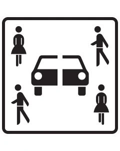 Zusatzzeichen 1010-70 mit amtlichem Carsharing-Sinnbild aus vier Personen und einem geteilten Auto