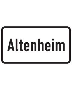 Zusatzzeichen 1012-52 Altenheim mit schwarzer Aufschrift und schwarzem Rand auf weißem Grund