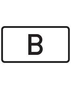 Zusatzzeichen 1014-50 für ADR-Tunnelkategorie B mit schwarzem Buchstaben B auf weißem Grund