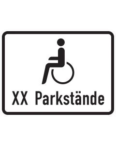 Zusatzzeichen 1044-12 mit Rollstuhlsymbol und individuell wählbarer Anzahl der reservierten Parkstände