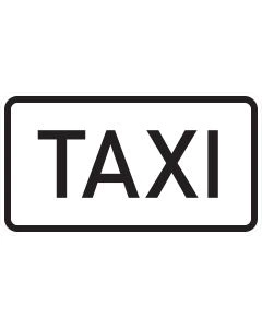 Verkehrszeichen 1050-30 mit großer schwarzer Aufschrift „TAXI“ auf weißem Zusatzschild