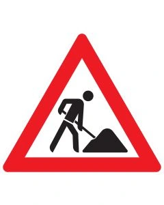 Verkehrszeichen 123 „Arbeitsstelle“ nach StVO zur Warnung vor Baustellen, Straßenarbeiten und Personen im Arbeitsbereich.