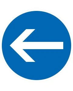 Verkehrszeichen Nr. 211-10 „Vorgeschriebene Fahrtrichtung – hier links“ nach StVO aus Aluminium.