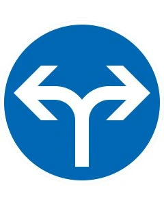 Verkehrszeichen 214-30 Vorgeschriebene Fahrtrichtung rechts oder links nach StVO aus Aluminium