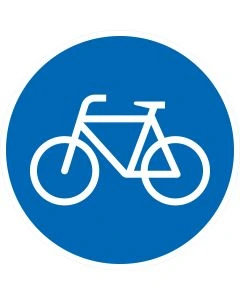 Rundes blaues Verkehrszeichen 237 mit weißem Fahrradsymbol – benutzungspflichtiger Radweg gemäß StVO