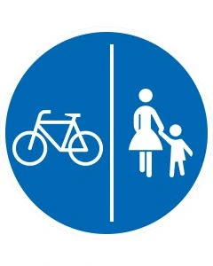 Verkehrszeichen 241-30 Getrennter Rad- und Gehweg mit Radweg links nach StVO aus Aluminium