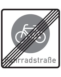 Verkehrszeichen Nr. 244.2 „Ende einer Fahrradstraße“ nach StVO zur Kennzeichnung des Endes einer Fahrradstraße und der dort geltenden Sonderregelungen.