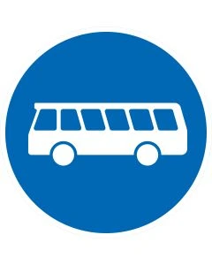 Rundes blaues Verkehrszeichen 245 mit weißem Bussymbol – Kennzeichnung eines Bussonderfahrstreifens gemäß StVO