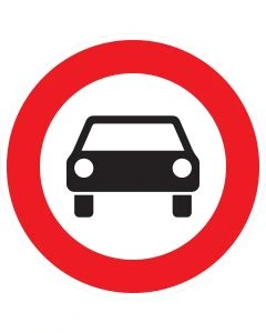 Rundes Verkehrszeichen 251 mit rotem Rand und schwarzem Pkw-Symbol – Verbot für Kraftwagen gemäß StVO