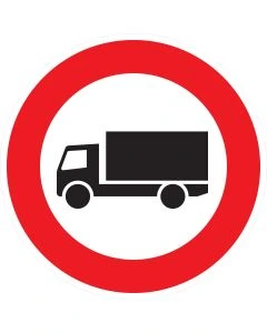 Rundes Verkehrszeichen 253 mit rotem Rand und schwarzem Lkw-Symbol – Verbot für Kraftfahrzeuge über 3,5 t gemäß StVO