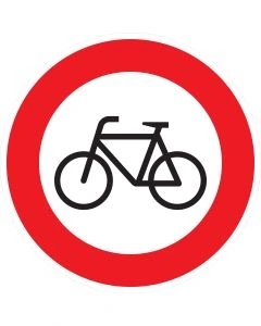 Rundes Verkehrszeichen 254 mit rotem Rand und schwarzem Fahrradsymbol – Verbot für Radverkehr gemäß StVO