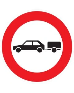 Verkehrszeichen 257-56 Verbot für Personenkraftwagen mit Anhänger nach StVO aus Aluminium