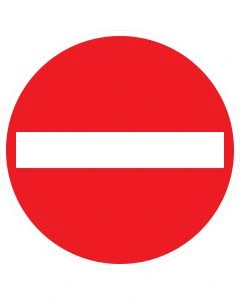 Rundes rotes Verkehrszeichen 267 mit weißem Querbalken – Verbot der Einfahrt gemäß StVO