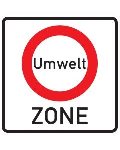 Verkehrszeichen 270.1 „Beginn einer Verkehrsverbotszone zur Verminderung schädlicher Luftverunreinigungen in einer Zone“ (Umweltzone) nach StVO.
