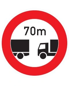 Verkehrszeichen 273 „Verbot des Unterschreitens des angegebenen Mindestabstandes“ mit individueller Abstandsangabe nach StVO.