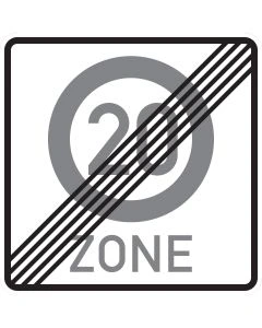 Verkehrszeichen 274.2-20 Ende einer Tempo 20-Zone nach StVO