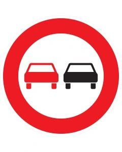 Verkehrszeichen Nr. 276 Überholverbot für Kraftfahrzeuge aller Art als rundes Vorschriftzeichen nach StVO