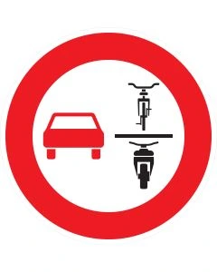 Verkehrszeichen Nr. 277.1 „Verbot des Überholens von einspurigen Fahrzeugen für mehrspurige Kraftfahrzeuge und Krafträder mit Beiwagen“ nach StVO.