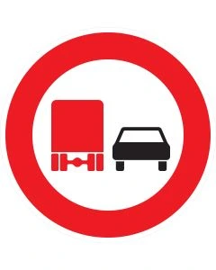 Verkehrszeichen Nr. 277 Überholverbot für Kraftfahrzeuge über 3,5 t als rundes Vorschriftzeichen nach StVO