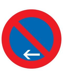 Verkehrszeichen Nr. 286-11 „Eingeschränktes Haltverbot – Ende – Aufstellung links“ nach StVO aus Aluminium.