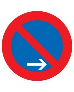 Verkehrszeichen Nr. 286-20 „Eingeschränktes Haltverbot – Ende – Aufstellung rechts“ nach StVO aus Aluminium.