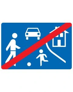 Verkehrszeichen 325.2 mit rotem Diagonalbalken – Ende eines verkehrsberuhigten Bereichs