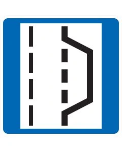 Blaues Verkehrszeichen 328 mit schematischer Fahrbahn und seitlicher Nothalte- und Pannenbucht