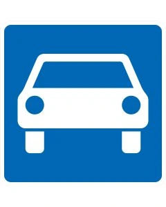 Blaues Verkehrszeichen 331.1 Kraftfahrstraße mit weißem Pkw-Sinnbild