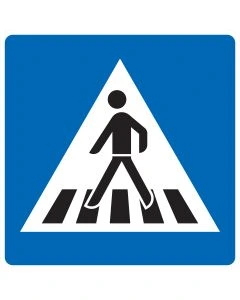 Verkehrszeichen 350-10 „Fußgängerüberweg – Aufstellung rechts“ zur Kennzeichnung eines Zebrastreifens