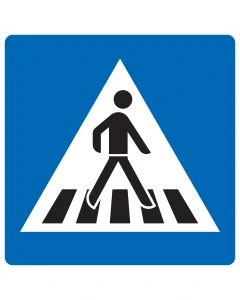 Verkehrszeichen 350-20 „Fußgängerüberweg – Aufstellung links“ zur linksseitigen Kennzeichnung eines Zebrastreifens