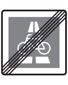 Verkehrszeichen 350.2 Ende des Radschnellwegs mit durchgestrichenem Fahrradsymbol und Fahrbahndarstellung