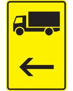 Verkehrszeichen 422-10 Wegweiser für bestimmte Verkehrsarten KFZ über 3,5 t hier links nach StVO aus Aluminium