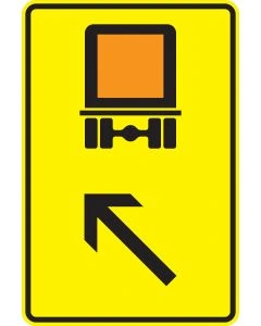 Verkehrszeichen 422-13 Wegweiser für kennzeichnungspflichtige Fahrzeuge mit gefährlichen Gütern links einordnen nach StVO aus Aluminium