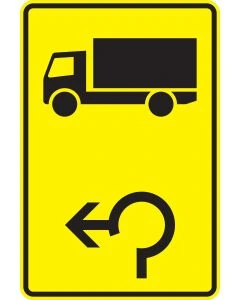 Verkehrszeichen 442-14 Vorwegweiser für Kraftfahrzeuge über 3,5 t im Kreisverkehr linksweisend