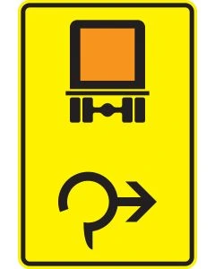 Verkehrszeichen 442-25 Vorwegweiser für kennzeichnungspflichtige Fahrzeuge mit gefährlichen Gütern im Kreisverkehr rechts