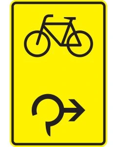 Verkehrszeichen 442-27 Vorwegweiser für den Radverkehr im Kreisverkehr rechtsweisend