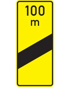 Verkehrszeichen 450-53 Ankündigungsbake gelb einstreifig 100 Meter