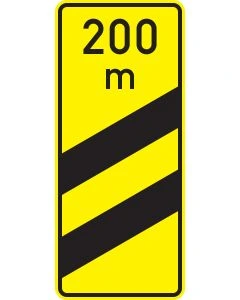 Verkehrszeichen 450-54 Ankündigungsbake gelb zweistreifig 200 Meter