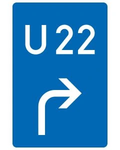 Verkehrszeichen 460-20 Bedarfsumleitung – Vorankündigung rechts mit individueller Umleitungsnummer U22