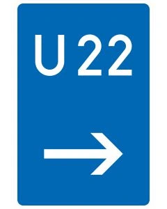 Verkehrszeichen 460-21 „Bedarfsumleitung – hier rechts“ mit Umleitungsnummer U22